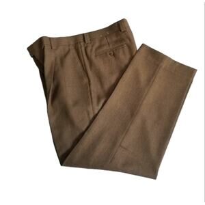 EJ Samuel Men’s Brown Pleated Dress Trousers – Size 36W, Classic Tailored Fit